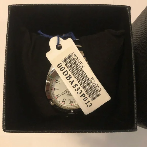 Silver Men's Omax Diamond accent stainless steel never worn Watch w/tags & box